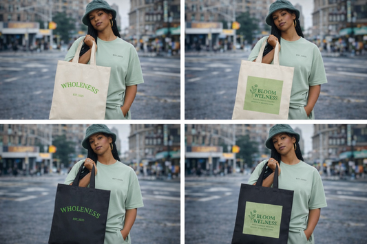 Bloom Wellness Cotton Canvas Tote Bag | Eco-Friendly Shopping Bag
